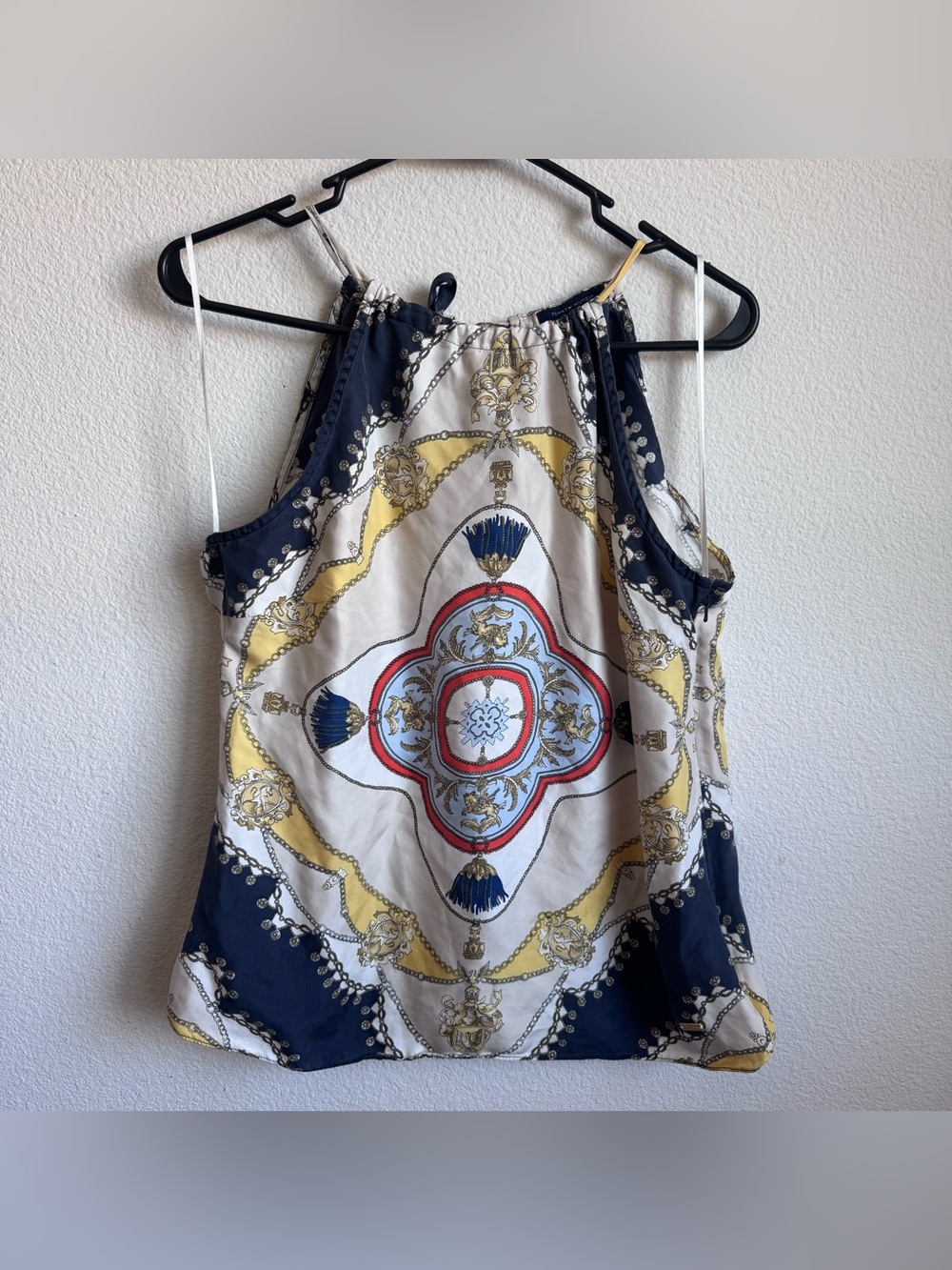Tommy Hilfiger 100% silk boho high neck tank top size 6 small